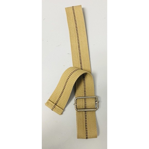 Mens Web Buckle Belt Sandy Brown Color Bronze Buckle Adjustable 39”x2” - Picture 1 of 3